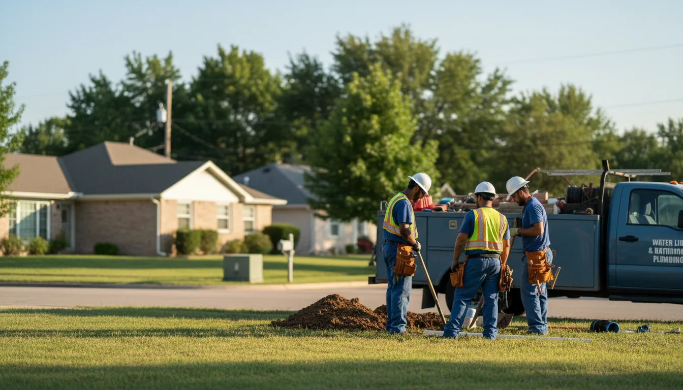 Residential water line and bathroom plumbing service in Ewing, IL